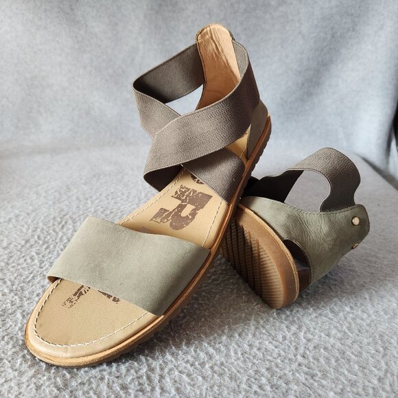 Sorel Ella Leather Gore Stretch Strap Sporty Sandal Comfortable Sage Green - Picture 2 of 14